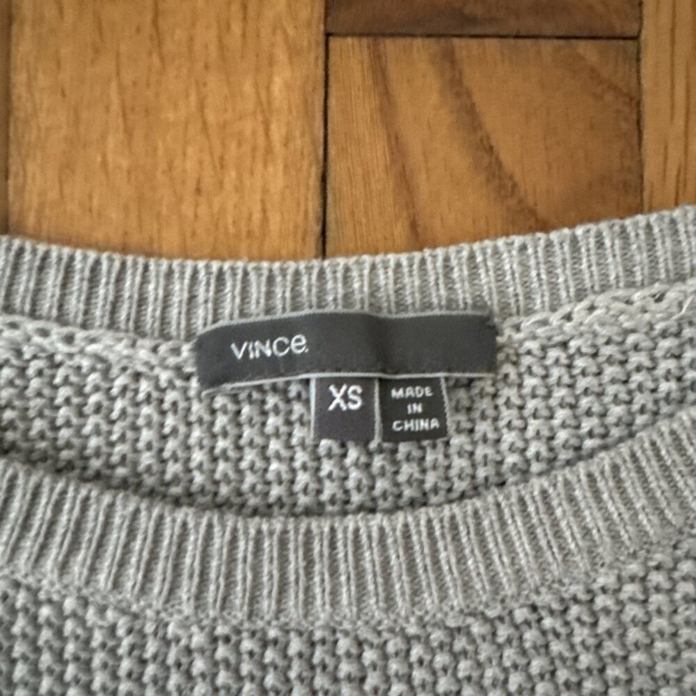 Vince Women's Cashmere/Cotton Sweater Gray Oversized Crew Neck Drop Sleeve SZ XS - Picture 3 of 6